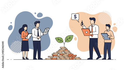 Business professionals investing in growth and innovation together