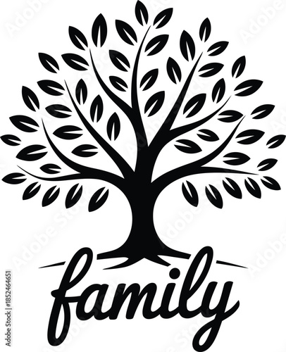Family tree vector illustration design with roots and leaves graphic design