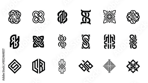 Collection of elegant monogram logos in various designs