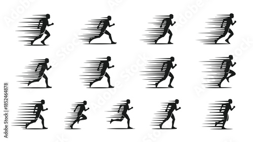 Man running silhouette vector illustration set