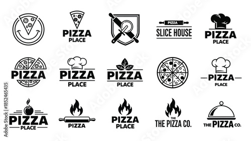 Collection of pizza logos for restaurant or food business