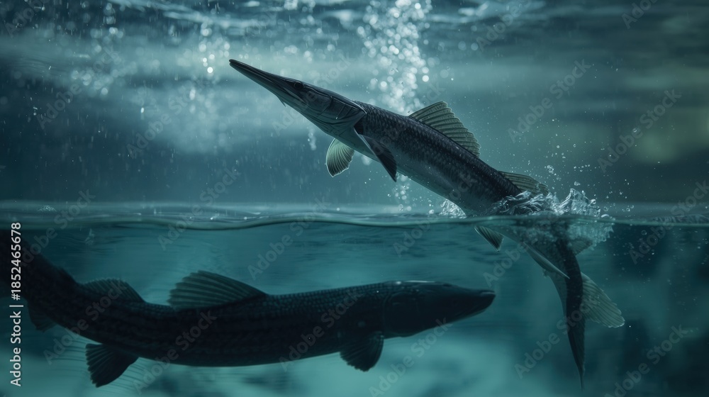 Fototapeta premium Fish jumping in clear water