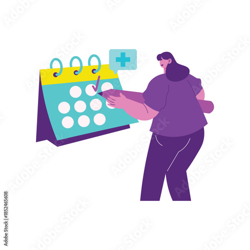 Woman Marking Medical Appointment on Calendar.