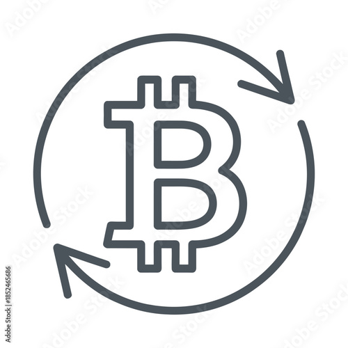 Bitcoin symbol with circular arrows indicating exchange, vector illustration