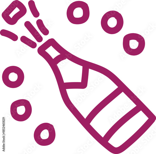 Pink Champagne Bottle Popping with Bubbles