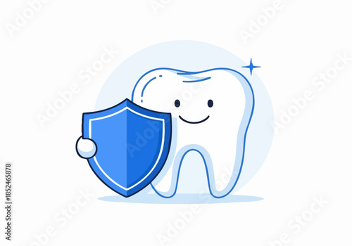 A medical vector illustration set featuring a healthy human tooth cartoon icon and molar dental symbol designed for professional dentistry hygiene and oral health care medicine
