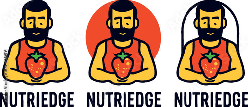 Man Holding Strawberry Illustration Series for Healthy Lifestyle