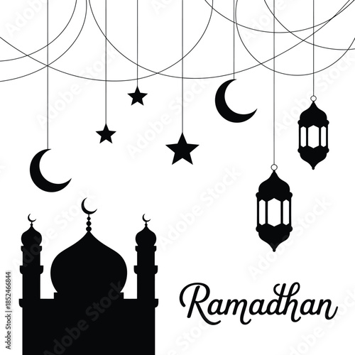 Wallpaper Mural Ramadhan illustration with lantern star and moon in dark color for greeting Torontodigital.ca