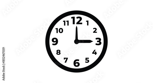 A classic circular clock face displaying one o clock captured as a striking silhouette