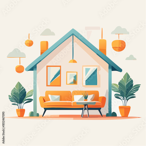 modern living room with window