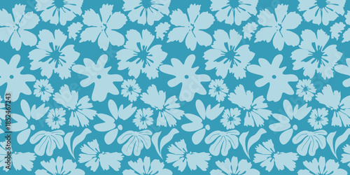 Seamless winter floral pattern with leaves and snowflakes, perfect for festive wallpaper designs. Natural fabric pattern.