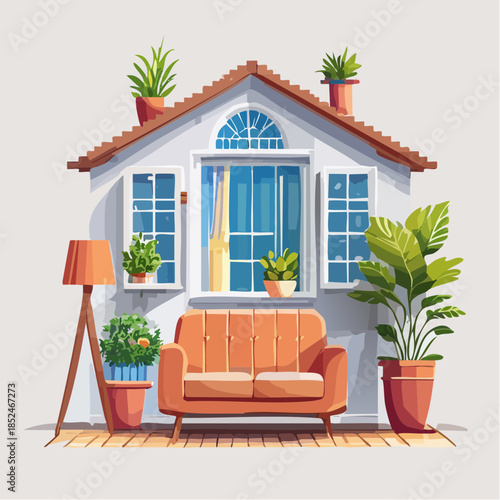 modern living room with window