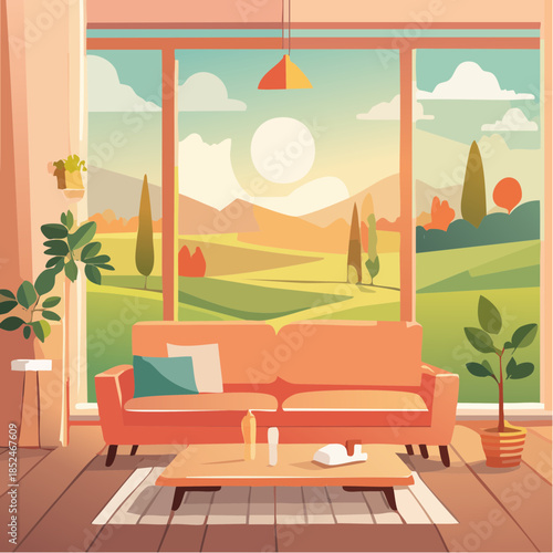 modern living room with window