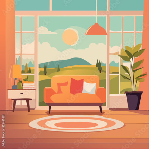 modern living room with window