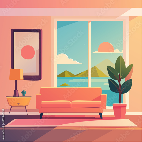 modern living room with window