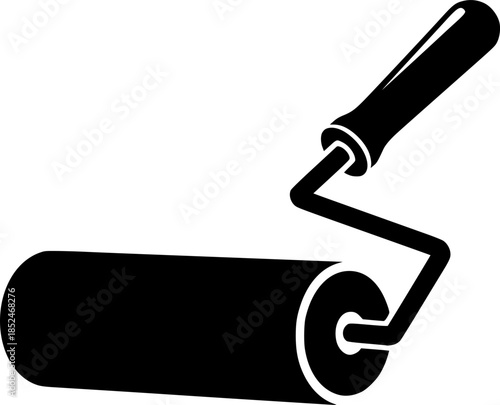Paint Roller Construction Tool Vector Silhouette Illustration