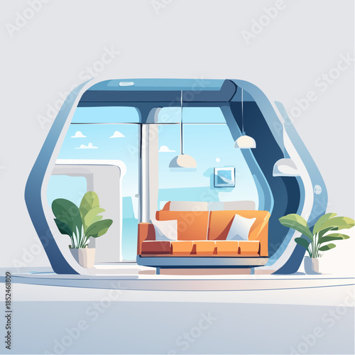 house with flowers and birds