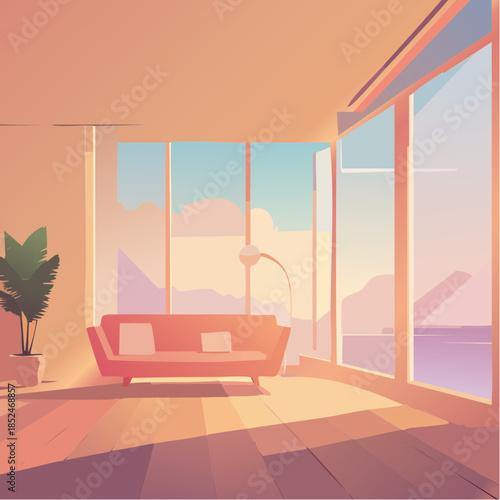 house with flowers and birds