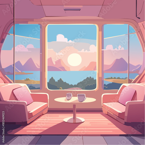 house with flowers and birds