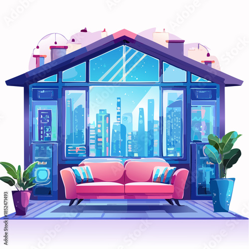 modern office building in night