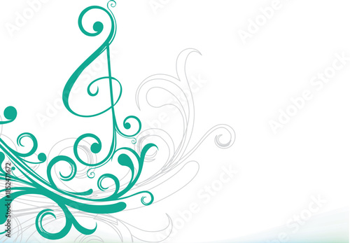 Curving musical staff with scattered eighth and sixteenth notes vector