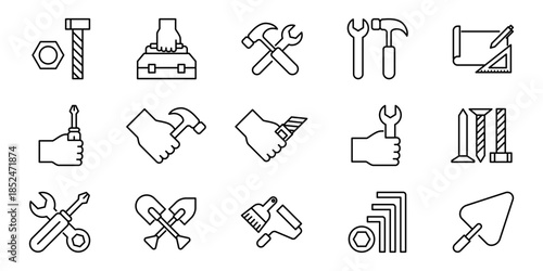 Collection of Repair and Construction Tools Icons for DIY and Professional Projects