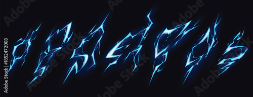 Neon lightning bolt collection for glowing sci fi interface vector