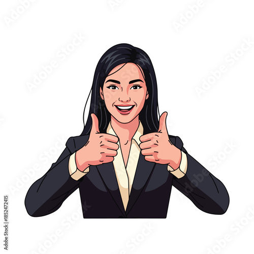 Smiling Businesswoman Giving Thumbs Up Gesture 1.