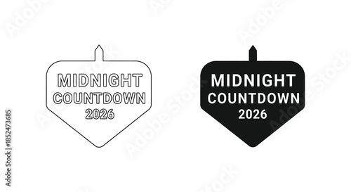 Two clock face designs with the text midnight countdown 2026 presented as a silhouette