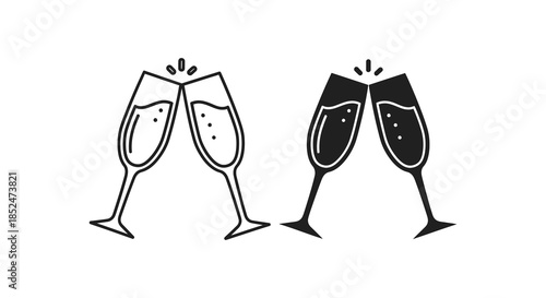 A celebratory toast with two elegant champagne flutes depicted in a striking silhouette