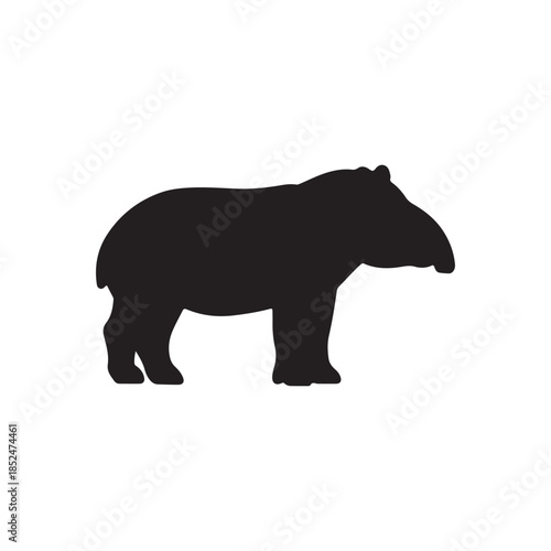 Tapir silhouette icon vector flat design
