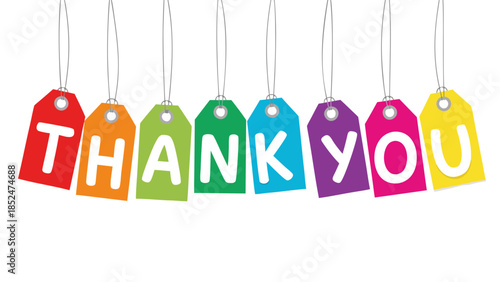Thank You Tags Colorful Words of Appreciation.
