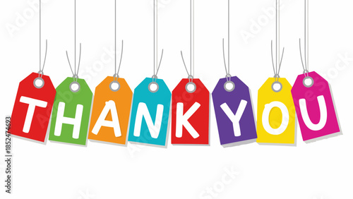 Colorful "Thank You" Tags Hanging - Appreciation Message Concept.