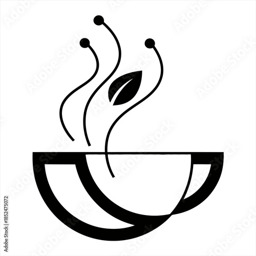 Steaming Teacup with Leaf Logo