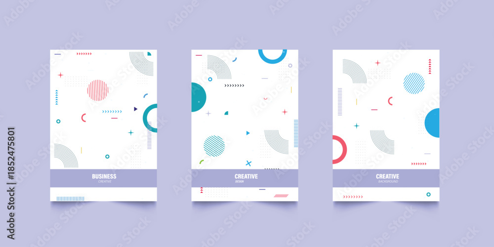 Fototapeta premium Modern Covers with minimal design. Cool geometric backgrounds for your design. Applicable for Banners, Placards, Posters, Flyers etc. 