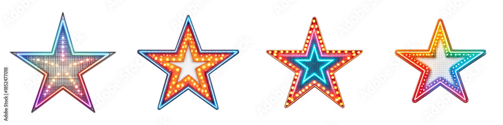 Obraz premium Retro Star Marquee Sign Set on White