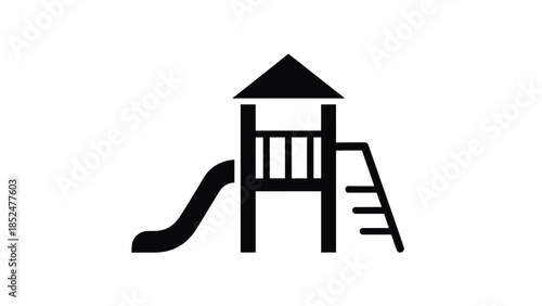 Playground slide tower line icon representing children's outdoor recreation