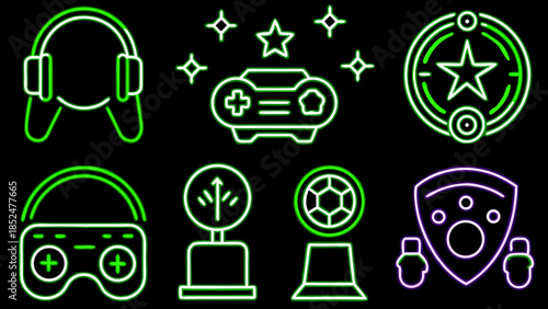 Gaming icons for virtual reality and retro gaming