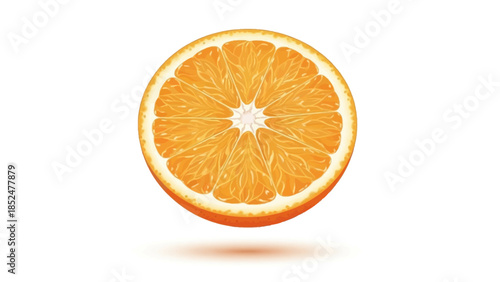 A vibrant slice of fresh orange fruit isolated on a white background.