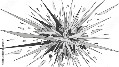 Abstract Geometric Explosion of Sharp Jagged Shapes.