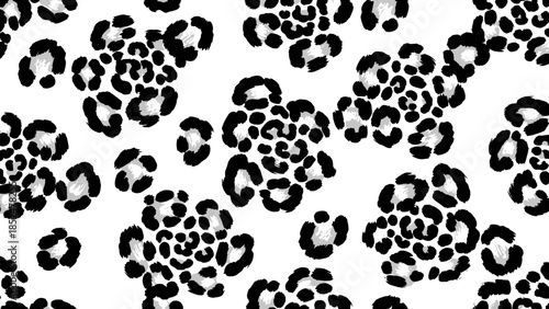 Black and white leopard print seamless pattern design.