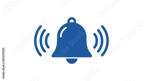 Blue notification bell alert icon for message and reminder concepts