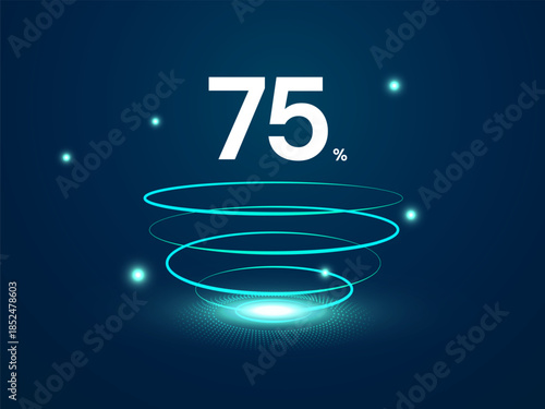 Electric Vehicle battery charging Dashboard Interface with battery percentage in Moving up Luminous curved Lines and light effect vector design concept. Battery charging dashboard for ui, ev car, web.