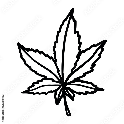Hand drawn cannabis leaf Medicine marijuana Hemp leaves clipart in doodle style Single element for print, web, design, decor