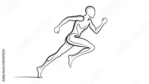 Dynamic Outline Drawing of a Sprinter in Motion, Capturing Speed and Agility.
