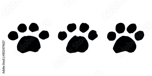 Set of hand drawn cute cat's paw Cat, dog, animal footprint in doodle style Single element for print, web, design, decor, greeting cards, children's prints