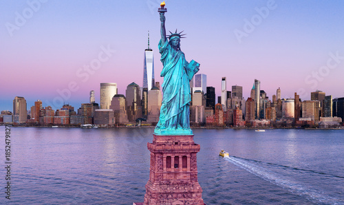 Photography New York skyline at Statue of Liberty