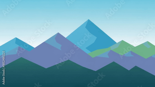 Majestic Mountain Range Peaks Under Clear Blue Sky.