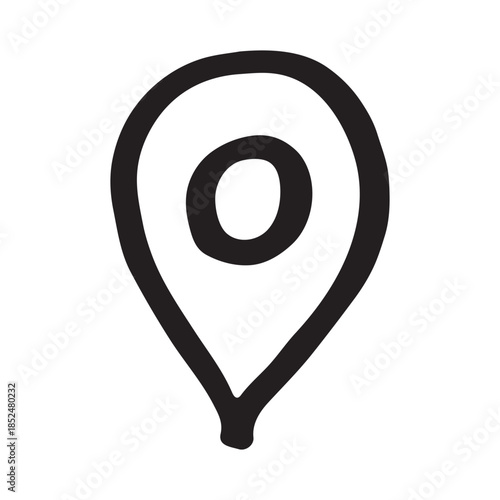 Hand drawn map pin Map marker pointer sign GPS and mapping tools Location pin symbol Pinpoint clipart in doodle style Single element for web, design