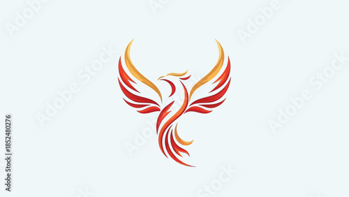 Majestic Phoenix Bird Logo with Fiery Gradient Colors and Elegant Design.